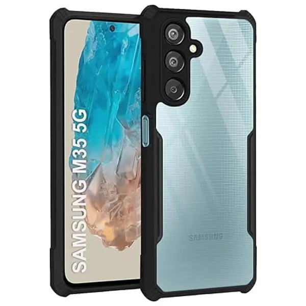 Clothemyphone_Transparent_Polycarbonate_Phone_Case_with_Black_Side_Bumper_|_Slim_&_Durable_Hard_Back_Cover_|_Shockproof_Scratch_Resistant_Sleek_Design_|_Lightweight_(Sam_Sung_M35)