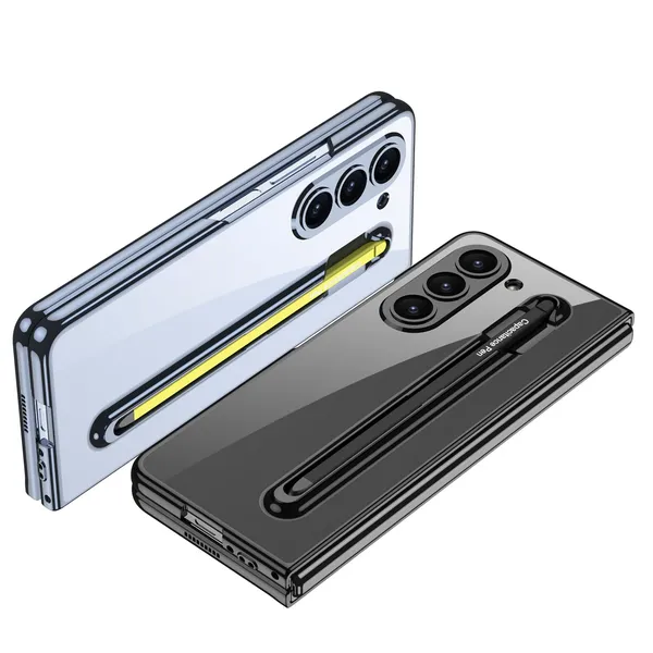White_Ultra_Thin_Pc_Case_Compatible_For_Samsung_Galaxy_Z_Fold_5_Inbuilt_S_Pen_Holder_Stand_Hybrid_Back_Case_Cover_Yellow,_Samsung_Galaxy_Fold_5