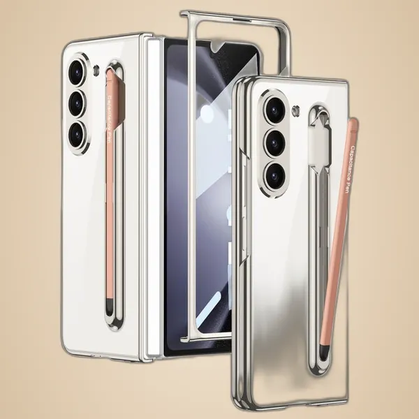 White_Ultra_Thin_Pc_Case_Compatible_For_Samsung_Galaxy_Z_Fold_5_Inbuilt_S_Pen_Holder_Stand_Hybrid_Back_Case_Cover_Yellow,_Samsung_Galaxy_Fold_5
