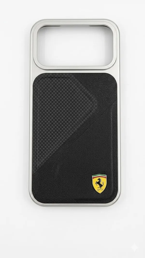 Phone_Case_for_iPhone_17_Pro_Max,_Black_and_Silver,_Carbon_Fibre_and_Leather_Texture