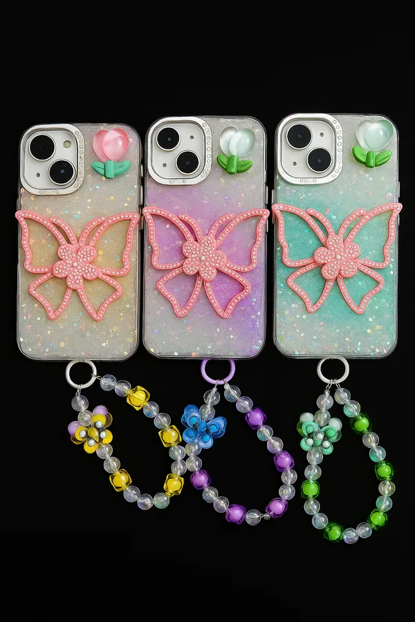 Pink_Apple_iPhone_Diamond_Butterfly_With_Charm_Back_Cover_&_Case