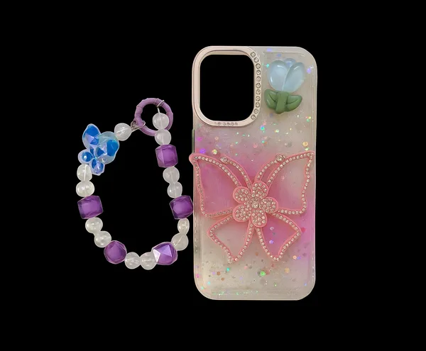 Pink_Apple_iPhone_Diamond_Butterfly_With_Charm_Back_Cover_&_Case