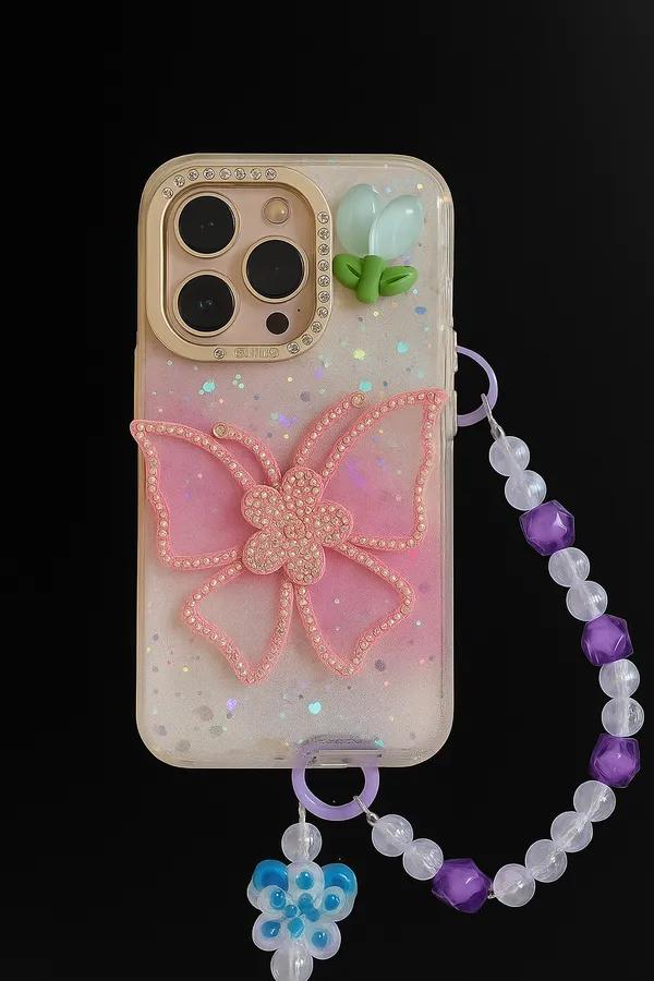 Pink_Apple_iPhone_Diamond_Butterfly_With_Charm_Back_Cover_&_Case