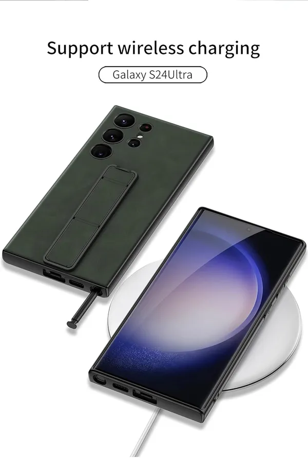 Gray_Matte_Pu_Leather_With_Adjustable_Kickstand_Case_Cover_For_Samsung_Galaxy_S24_Protective_Phone_Case_Slim_Or_Durable_Design_Shockproof_And_Scratch_Resistant_Cover_Faux_Leather