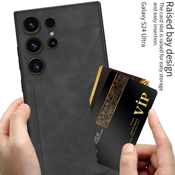 Black_Matte_Pu_Leather_With_Card_Bag_Case_Cover_For_Samsung_Galaxy_S24_Protective_Phone_Case_Slim_Or_Durable_Design_Shockproof_And_Scratch_Resistant_Cover_Faux_Leather