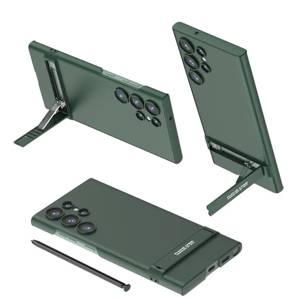 Gray_Green_Triumph_Ultra_Thin_Pc_In_Built_Kick_Stand_Case_Cover_Compatible_For_Samsung_S24_Ultra_Shockproof_&_Scratch_Resistant_Cover