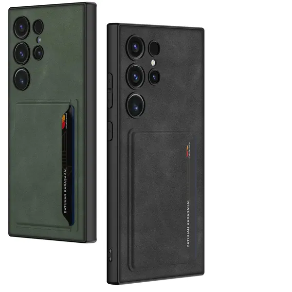 Gray_Green_Matte_Pu_Leather_With_Card_Bag_Case_Cover_Compatible_With_Samsung_S24_Ultra_Protective_Phone_Case_Slim_Or_Durable_Design_Shockproof_And_Scratch_Resistant_Cover_Faux_Leather