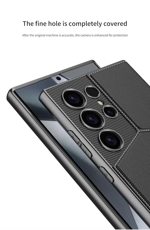 Black_Rotor_Stand_With_Card_Bag_Case_Cover_Compatible_For_Samsung_S24_Ultra_Protective_Phone_Case_Slim_Or_Durable_Design_Shockproof_And_Scratch_Resistant_Cover