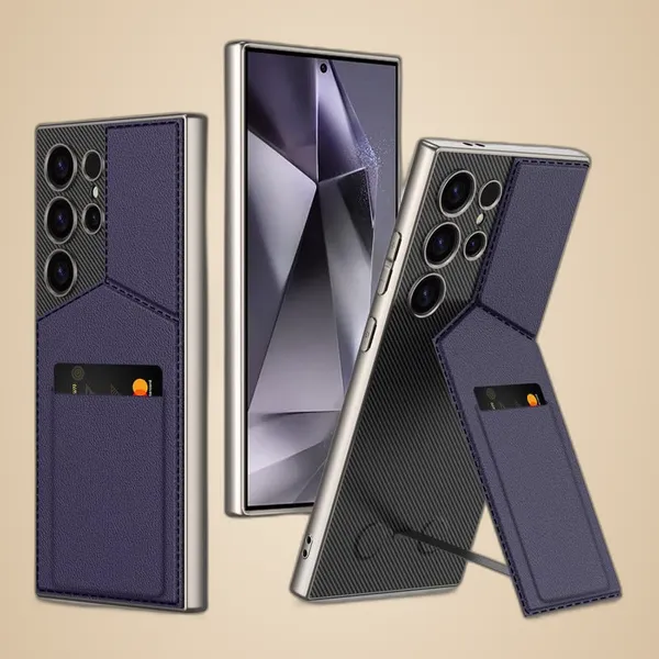 Purple_Rotor_Stand_With_Card_Bag_Case_Cover_Compatible_For_Samsung_S24_Ultra_Protective_Phone_Case_Slim_Or_Durable_Design_Shockproof_And_Scratch_Resistant_Cover