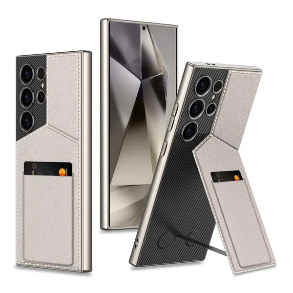 Titanium_Rotor_Stand_With_Card_Bag_Case_Cover_For_S24_Ultra_Protective_Phone_Case_Slim_Or_Durable_Design_Shockproof_And_Scratch_Resistant_Cover_Titanium