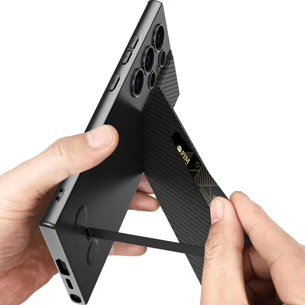 Titanium_Rotor_Stand_With_Card_Bag_Case_Cover_For_S24_Ultra_Protective_Phone_Case_Slim_Or_Durable_Design_Shockproof_And_Scratch_Resistant_Cover_Titanium