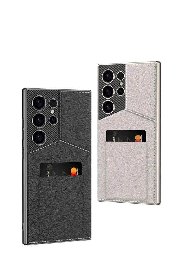 Titanium_Rotor_Stand_With_Card_Bag_Case_Cover_For_S24_Ultra_Protective_Phone_Case_Slim_Or_Durable_Design_Shockproof_And_Scratch_Resistant_Cover_Titanium