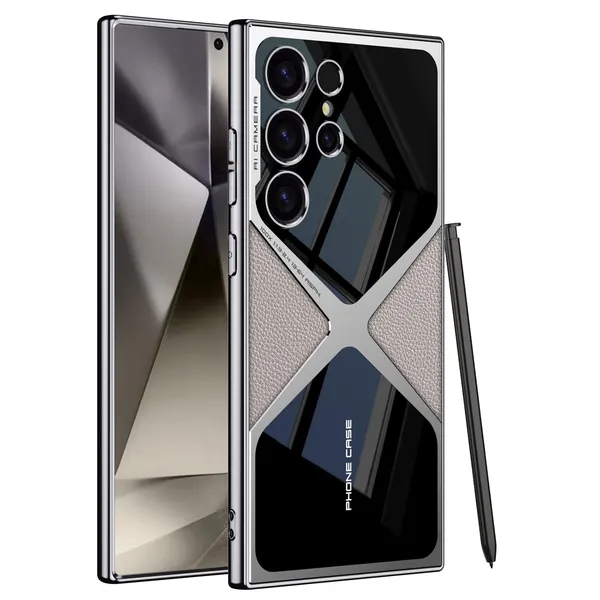 Titanium_Electroplated_Pu_Leather_Back_Case_Cover_Compatible_With_Samsung_Galaxy_S24_Ultra_Titanium