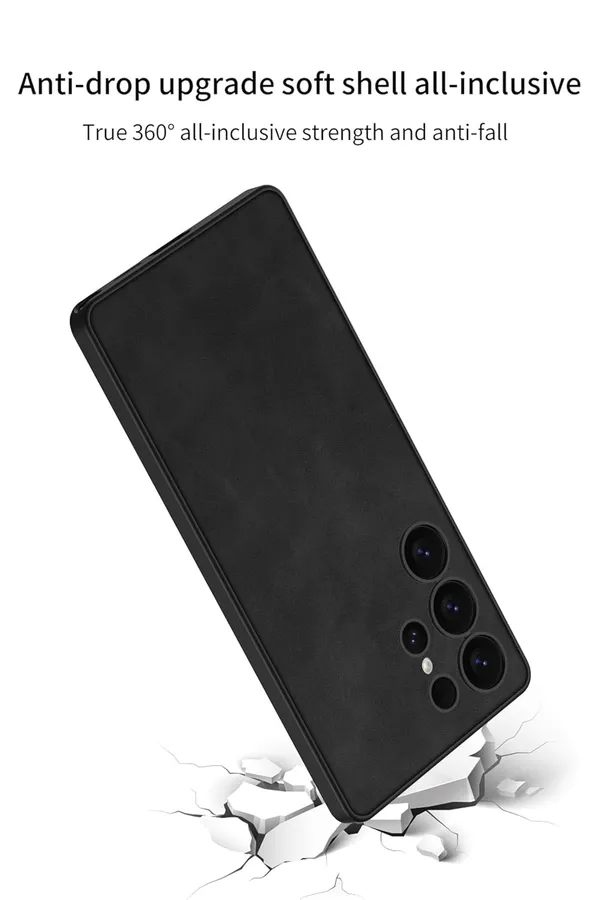 Black_Matte_Pu_Leather_Back_With_Polycarbonate_Sides_Case/Cover_Compatible_For_Samsung_Galaxy_S25_Faux_Leather