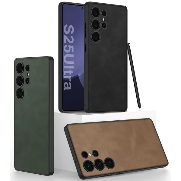Brown_Matte_Pu_Leather_Back_With_Polycarbonate_Sides_Cover_Compatible_For_Samsung_S25
