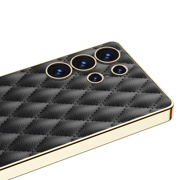 Purple_Electroplating_Pu_Leather_Puff_Design_Back_Case_/_Cover_Compatible_For_Samsung_S25