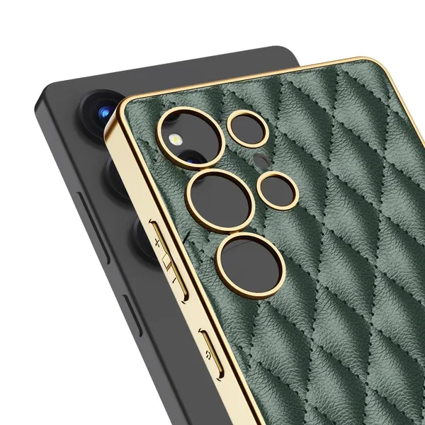 Purple_Electroplating_Pu_Leather_Puff_Design_Back_Case_/_Cover_Compatible_For_Samsung_S25