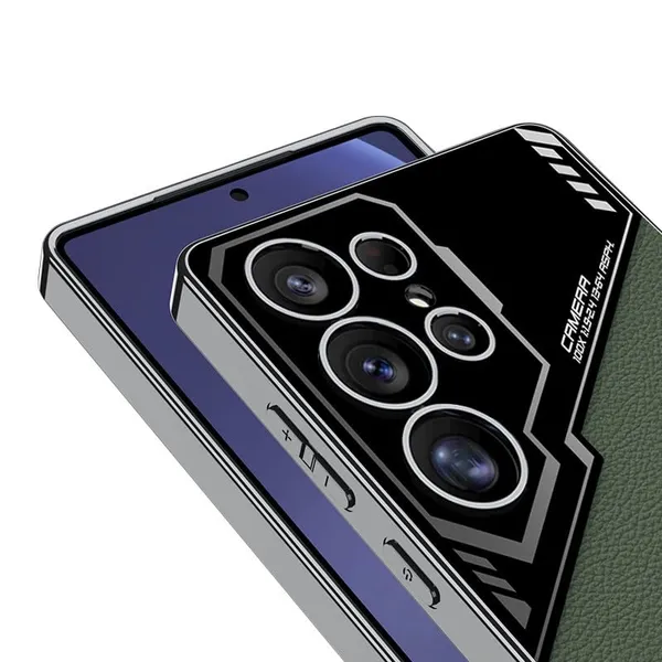 Green_Electroplated_Pu_Leather_Back_Case_/_Cover_Compatible_For_Samsung_Galaxy_S25_Ultra