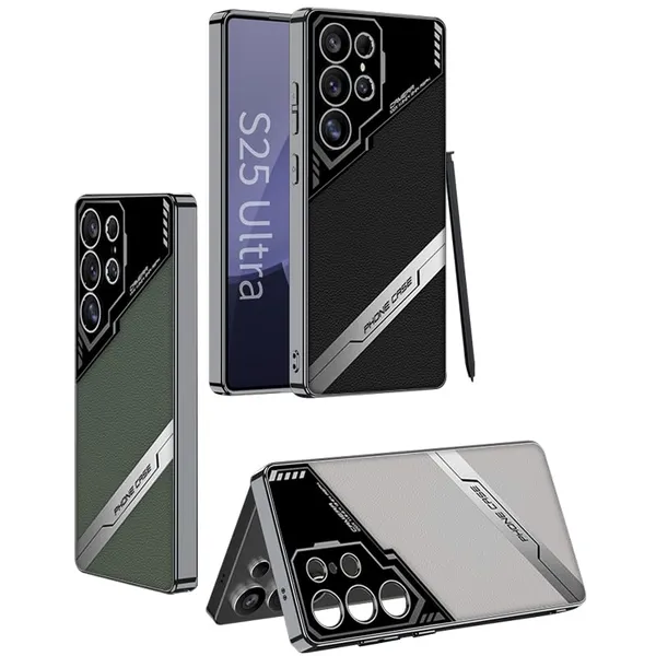 Green_Electroplated_Pu_Leather_Back_Case_/_Cover_Compatible_For_Samsung_Galaxy_S25_Ultra
