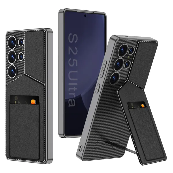 Black_Leather_Card_Slot_Holder_Case_Cover_Compatible_For_Samsung_Galaxy_S25_Ultra