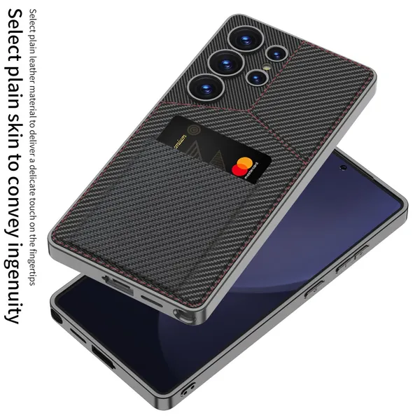 Black_Leather_Card_Slot_Holder_Case_Cover_Compatible_For_Samsung_Galaxy_S25_Ultra