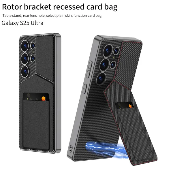 Black_Leather_Card_Slot_Holder_Case_Cover_Compatible_For_Samsung_Galaxy_S25_Ultra