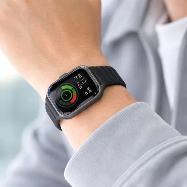 Clothemyphone_Silicone_Wave_Band_Compatible_with_Apple_Watch,_Black,_42mm_44mm_45mm_49mm,_Stainless_Steel_Buckle,_Durable_and_Comfortable