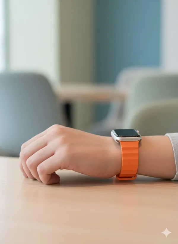 Silicone_Wave_Band_Compatible_with_Apple_Watch,_Orange,_42mm_44mm_45mm_49mm,_Stainless_Steel_Buckle,_Durable_and_Comfortable