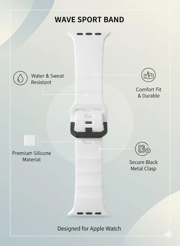 Clothemyphone_Silicone_Wave_Band_Compatible_with_Apple_Watch,_White,_42mm_44mm_45mm_49mm,_Stainless_Steel_Buckle,_Durable_and_Comfortable