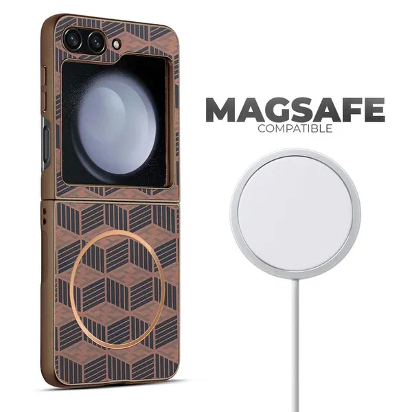 Phone_Case_Compatible_with_Samsung_Galaxy_Flip_5,_Brown,_Unique_Patterned_Design_with_Magnetic_Ring