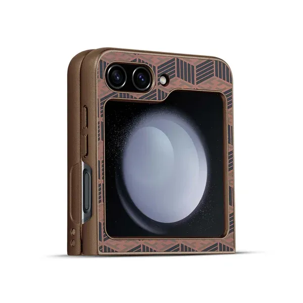 Phone_Case_Compatible_with_Samsung_Galaxy_Flip_5,_Brown,_Unique_Patterned_Design_with_Magnetic_Ring