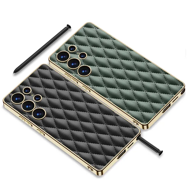 Purple_Electroplating_Pu_Leather_Back_Case_/_Cover_Puff_Design_Compatible_For_Samsung_GalaxyS25_Ultra