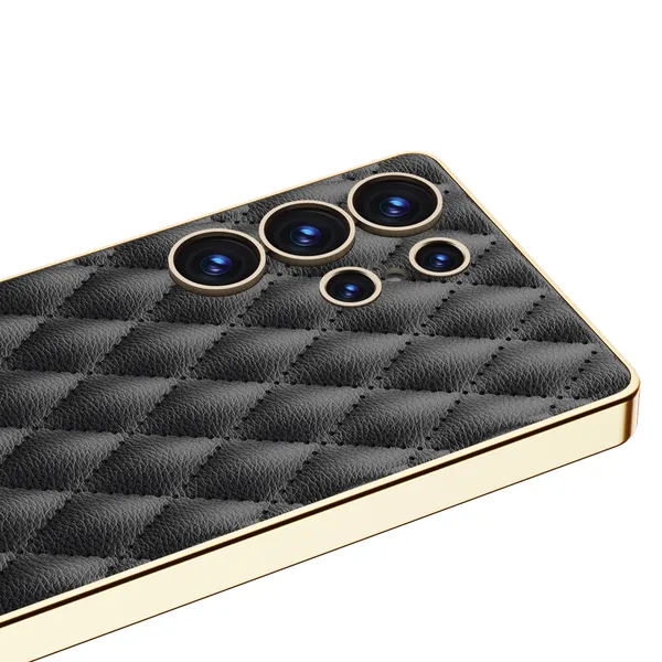 Purple_Electroplating_Pu_Leather_Back_Case_/_Cover_Puff_Design_Compatible_For_Samsung_GalaxyS25_Ultra