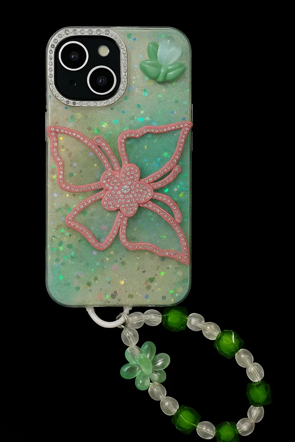 Green_Apple_iPhone_Diamond_Butterfly_With_Charm_Back_Cover_&_Case