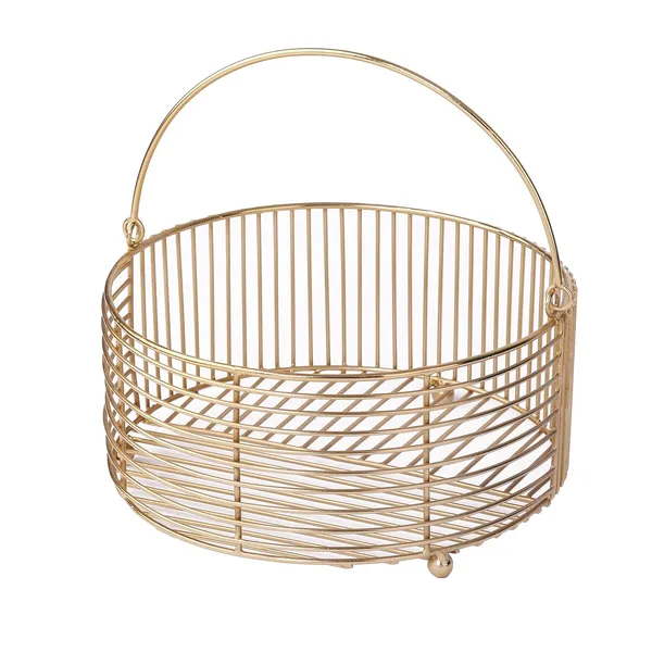 Gold_Plated_Round_Metal_Decorative_Wire_Basket_With_Handle_(25D_X_25W_X_11.5H_Cm)