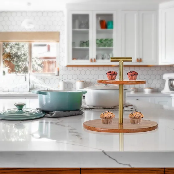 Golden_&_Brown_2-Tier_Mango_Wood_And_Metal_Cake_Stand_(11.5_X_11.5_X_11_Cm)