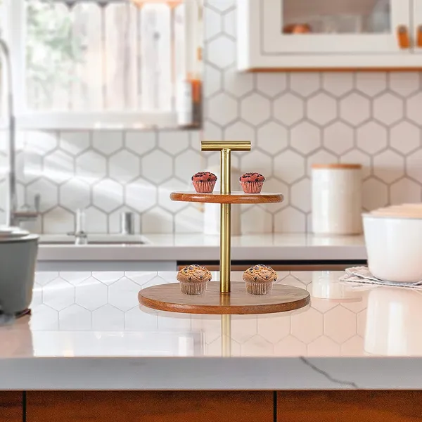 Golden_&_Brown_2-Tier_Mango_Wood_And_Metal_Cake_Stand_(11.5_X_11.5_X_11_Cm)