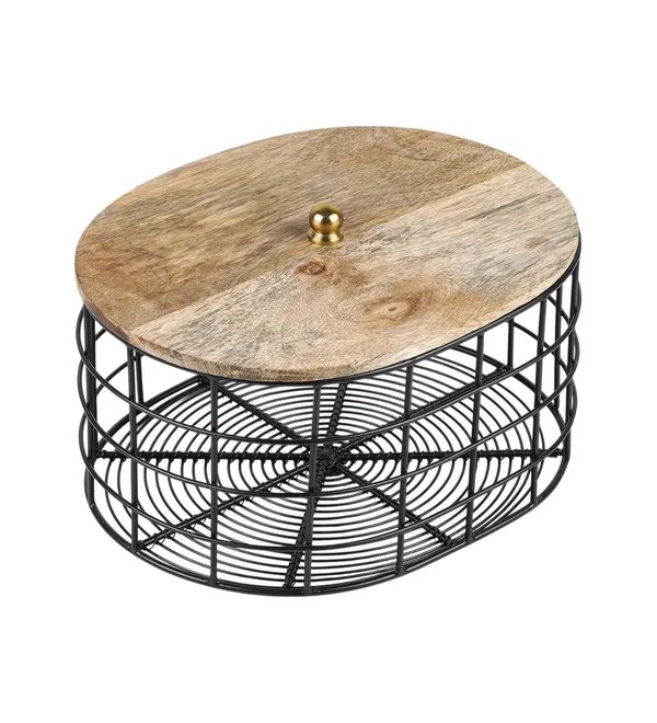 Black_Metal_Wire_Oval_Shape_Decorative_Storage_Basket_With_Wooden_Lid_(27D_X_22W_X_16H_Cm)