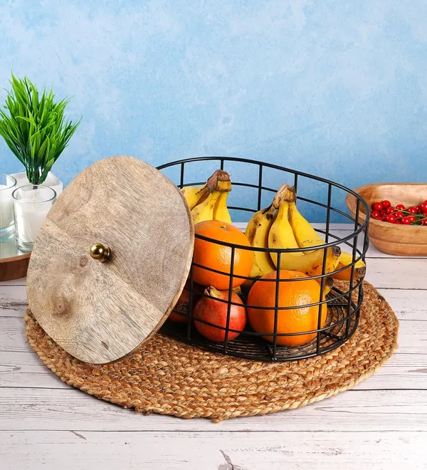 Black_Metal_Wire_Oval_Shape_Decorative_Storage_Basket_With_Wooden_Lid_(27D_X_22W_X_16H_Cm)