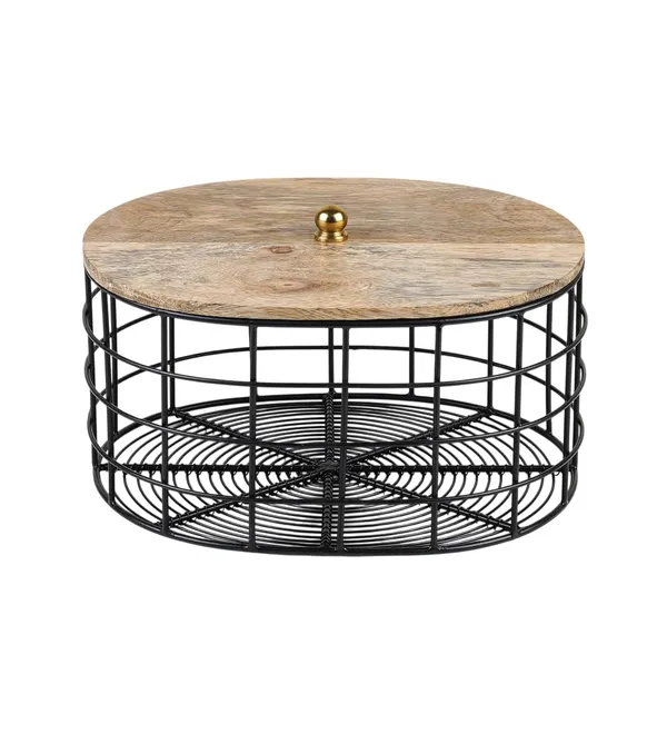 Black_Metal_Wire_Oval_Shape_Decorative_Storage_Basket_With_Wooden_Lid_(27D_X_22W_X_16H_Cm)