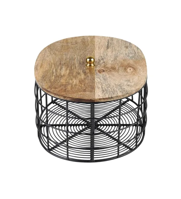 Black_Metal_Wire_Oval_Shape_Decorative_Storage_Basket_With_Wooden_Lid_(27D_X_22W_X_16H_Cm)