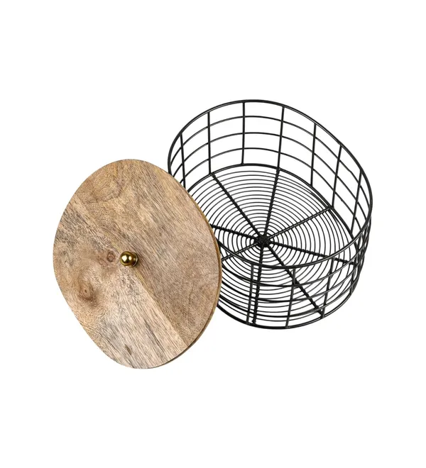 Black_Metal_Wire_Oval_Shape_Decorative_Storage_Basket_With_Wooden_Lid_(27D_X_22W_X_16H_Cm)