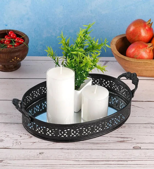 Black_Decorative_Oval_Shape_Mirrored_Vanity_Tray_With_Metal_Filigree_Design_(25L_X_16W_X_6H_Cm)