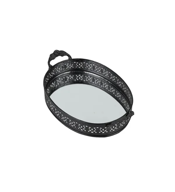 Black_Decorative_Oval_Shape_Mirrored_Vanity_Tray_With_Metal_Filigree_Design_(25L_X_16W_X_6H_Cm)