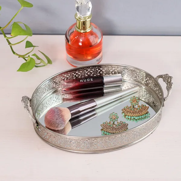 Silver_Plated_Oval_Glass_Mirror_Serving_Tray_With_Handmade_Handles_(26L_X_17W_X_6H_Cm)