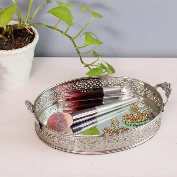 Silver_Plated_Oval_Glass_Mirror_Serving_Tray_With_Handmade_Handles_(26L_X_17W_X_6H_Cm)