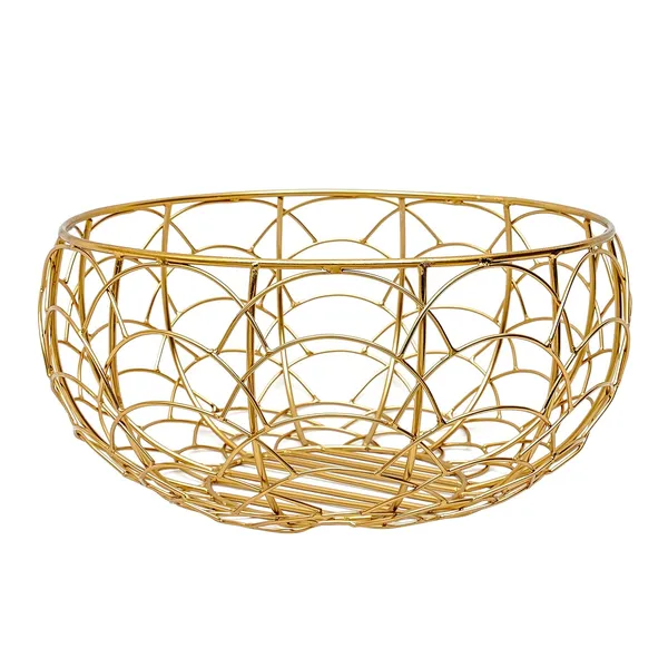 Gold_Plated_Multi-Purpose_Metal_Round_Wire_Decorative_Fruit_Basket_(25D_X_25W_X_12.7H_Cm)