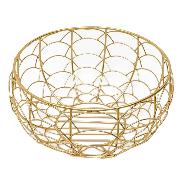 Gold_Plated_Multi-Purpose_Metal_Round_Wire_Decorative_Fruit_Basket_(25D_X_25W_X_12.7H_Cm)