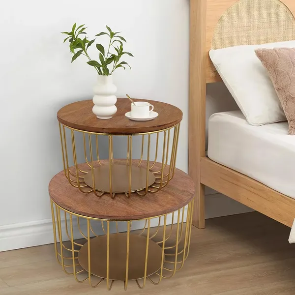 Gold_Plated_Nested_Wire_Wood_Baskets_Trays_(Set_Of_2)_(25D_X_25W_X_16H_Cm)