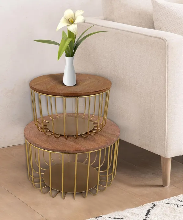 Gold_Plated_Nested_Wire_Wood_Baskets_Trays_(Set_Of_2)_(25D_X_25W_X_16H_Cm)